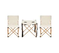 casa.pro Juego de Muebles de Camping Playa Banzi 1 Mesa Plegable Portátil con 2 Sillas Plegables Camping Mesa con Portavasos Impermeable Acero Tela Oxford 600D - Beige