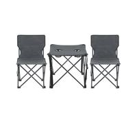 Mesa portátil con 2 sillas plegables camping banzi acero tela - gris [casa.pro]