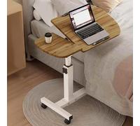 Mesa Portátil para con Altura Ajustable, Mesa con Ruedas Portátil De Aglomerado, Mesita De Noche Móvil Y Reclinable para El Hogar(Brown)