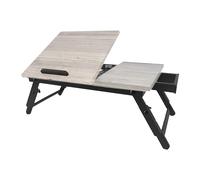 Relaxdays Mesa Plegable para portátil de bambú con Altura Ajustable para Cama y sofá, Gris/Negro, 19.5x70x35 cm