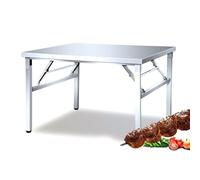 Mesa preparadora de acero inoxidable, isla de cocina plegable para servicio pesado, banco de trabajo comercial, banco de trabajo portátil para cocinar al aire libre y preparación de alimentos