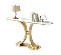 Mesa Recibidor Entrada Estrecha Lujo Ligero Mesa De Piedra Sinterizada | Mesaa Consola Con Base Y Estructura De Metal Oro Mesaa Entradaa Ahorro De Espacio Para Entrada, Salón, Pasillo(F,120x30x80cm)