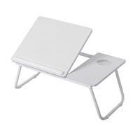 Mesa Reclinable para Cama y Sofá, Bandeja Plegable con Portavasos, Ideal para Ordenador Portátil y Libros, con Cinco Alturas, Mesita Auxiliar Multiusos de MDF, Acero y Plástico