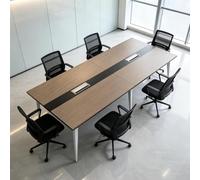 Mesa Rectangular para Reuniones y Seminarios, con Marco de Metal, Mesa de Madera, gestión de Cables, fácil Montaje, para 6 Personas,006,240 * 100CM