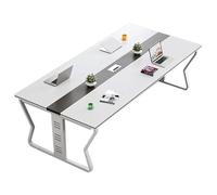 Mesa rectangular para sala de conferencias para 4 escritorios pequeños de madera blanca, ideal para oficina en casa y espacios pequeños, mesa perfecta para reuniones y seminarios, escritorio compacto