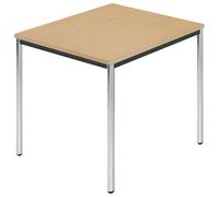 Mesa rectangular, tubo redondo cromado A x P 800 x 800 mm