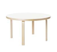 Mesa Redonda Aalto 90A 60 cm Abedul/ Laminado Blanco