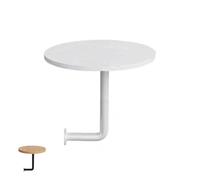 Mesa Redonda Auxiliar de Pared Madera E0 Resistente Manchas para Salón Cocina Dormitorio Fijación Robusta No Se Mueve Fácil Limpieza (Mármol Blanco, 40cm)(White Plank+White,35x45cm)