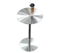 Mesa redonda de acero inoxidable con base estable para oficina en casa, cocina, mesa de comedor alta pequeña y mesa auxiliar de sofá, mesa de cóctel