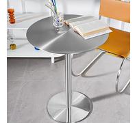 Mesa Redonda de Bar con Tablero de Acero Inoxidable para coctelería, Pub, cafetería, té, Comedor, bistró, Mesa Auxiliar para Exteriores, Mesa Alta para mostrador de café, Mesa Auxiliar para