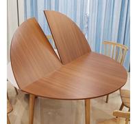 Mesa redonda de caoba de teca de nogal de 47 a 87 pulgadas, mesa auxiliar plegable de cocina, elegante acabado de textura de mármol (amarillo, 180 cm)