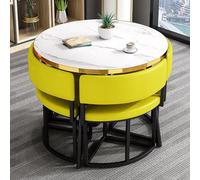 Mesa Redonda de conferencias para 4 Personas - Mesa de recepción Retro para Cocina y Oficina con 4 sillas - Elegante Mesa de Ocio para cafetería, salón y Sala de Estar