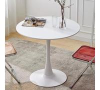 Mesa redonda de tulipán de 24 pulgadas para 2 personas - Moderna mesa de cocina pequeña blanca y comedor, perfecta para sala de estar, cafetería, restaurante, café y cena