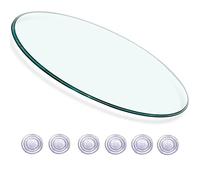 Mesa redonda de vidrio templado de 1/3 pulgadas de grosor, placa transparente de 26 pulgadas, almohadilla antideslizante incluida, fácil instalación, personalizable para mesas de café