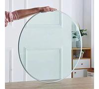 Mesa redonda de vidrio templado para patio al aire libre, cocina, mesas de comedor o mesa auxiliar, color negro y marrón, 40 cm, 50 cm, 60 cm, 80 cm, vidrio templado con borde redondeado
