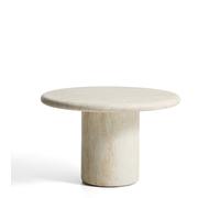 Mesa redonda Drasi de hormigón con acabado efecto travertino, Ø 122 cm