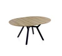 Mesa redonda extensible aeris negro - roble 160 x 75 x cm