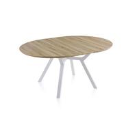 Mesa redonda extensible aeris roble - blanco 160 x 75 x cm