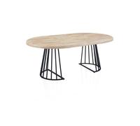 Mesa redonda extensible meztil negro - roble 120 x 76 x cm
