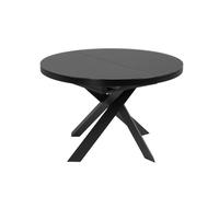 Mesa redonda extensible Vashti de cristal con patas de acero, acabado negro, Ø 120 (160) cm