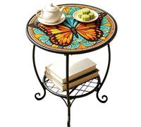 Mesa redonda genérica para patio | Escritorio de metal decorado con un diseño animal | Mesa auxiliar para patio exterior | para terraza, balcón, jardín, patio, sala de estar, dormitorio, interior