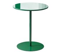 Mesa redonda moderna de metal de hierro, pequeña y moderna mesa auxiliar para jardín al aire libre, patio, cocina, comedor y bistró/bar de cóctel/café, verde (40 x 56 cm)