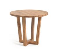 Mesa redonda Nahla en madera maciza de acacia con acabado natural, Ø 90 cm.