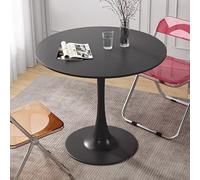 Mesa Redonda Negra de Mediados de Siglo con Robusto Pedestal de Metal, Mesa de Comedor pequeña y versátil para Uso en la Cocina, la Sala de Estar, la Oficina o la cafetería: Estilo bistró Que Ahorra