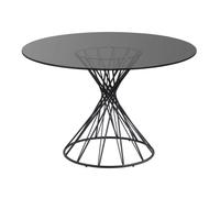 Mesa redonda Niut en cristal y patas de acero acabado negro Ø 120 cm