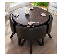 Mesa redonda para recepción de oficina, mesa de comedor simple de 90 cm, mesa de 4 sillas, combinación de mesa y silla, para el hogar, dormitorio, balcón, biblioteca, salón, cafetería, L (negro)