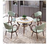 Mesa redonda para recepción de oficina, silla de cocina, 80 cm, silla de cuero, hotel, balcón, cafetería, mesa retro y silla, combinación de 1 mesa y 4 sillas, sala de estar simple, adecuada para sala