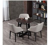 Mesa redonda para recepción de oficina, silla de cocina, oficina, recepción, sala de té, mesa redonda de cuero, silla de comedor antideslizante y estable, 1 mesa, 4 sillas, adecuadas para salón, sala