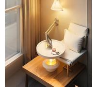 Mesa redonda pequeña para montar en la pared para balcón, mesa auxiliar plegable y extensible con estantes de panel extensibles, adecuada para usar junto al dormitorio o junto a un sofá o sala de