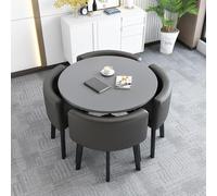 Mesa redonda pequeña para té con leche, cocina, comedor, mesa de barra de desayuno con sillas, 80 x 74,9 cm, diseño compacto, perfecto para espacios pequeños, decoración moderna del hogar