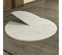 Mesa redonda plegable de madera de 120 cm a 220 cm de diámetro. Ahorra espacio. Tablero extensible redondo grande, ideal para banquetes, fiestas y eventos. No requiere patas.(White,150cm/59in)