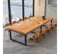 Mesa Reuniones de Madera, Escritorios de Oficina de Estilo Industrial, Mesa Larga, Patas de Metal Negro, Ideal para Restaurante, Cocina y Oficina, con Capacidad para 5-10 Personas(Orange,140x60x75cm/5