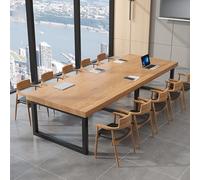 Mesa Reuniones de Madera, Escritorios de Oficina de Estilo Industrial, Mesa Larga, Patas de Metal Negro, Ideal para Restaurante, Cocina y Oficina, con Capacidad para 5-10 Personas(Yellow,180x100x75cm/