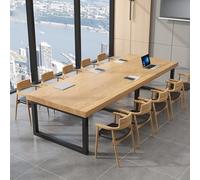 Mesa Reuniones de Madera, Escritorios de Oficina de Estilo Industrial, Mesa Larga, Patas de Metal Negro, Ideal para Restaurante, Cocina y Oficina, con Capacidad para 5-10 Personas(Beige,180x60x75cm/71