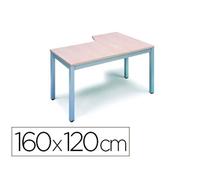 Mesa Rocada Serie Executive 160X120 Cm Izquierda Acabado Ad02 Aluminio/Gris