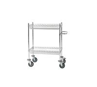 Mesa rodante de rejilla de alambre, cromada con 2 cestos