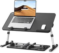 Mesa, SAIJI Mesa Plegable,Altura Ajustable, Soporte para Computadora Portatil en 5 Alturas, para sofá, Suelo, Trabajar, estudiar, Leer, Escribir, caben hasta 17 "portátil (52 * 30cm Negro)