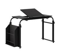 Mesa sobre cama con ruedas, escritorio sobre la cama con altura ajustable, escritorio inclinable y estante lateral, escritorio móvil para laptop, comer, leer y amamantar, mesa rodante con cerradura