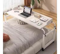 Mesa Sobre La Cama Con Ruedas, Rolling Desk Over Bed Mesa Auxiliar Ajustable 115-210CM, Mesa De Bandeja Mesa De Sobrecama Carrito Para Ordenador Portátil Para Dormitorio, Salón, Hospital(Color:Blanco)
