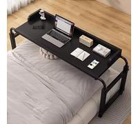 Mesa Sobre La Cama Con Ruedas, Rolling Desk Over Bed Mesa Auxiliar Ajustable 115-210CM, Mesa De Bandeja Mesa De Sobrecama Carrito Para Ordenador Portátil Para Dormitorio, Salón, Hospital(Color:Negro)