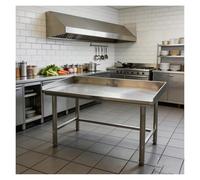 Mesa Taller de Acero Inoxidable con Salpicaderas en Tres Lados Mesas Trabajo Comercial de Un Solo Nivel Travesaños Reforzados en Las pata patas Ajustables Adecuado para Restaurantes Y Domésticas