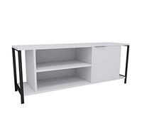 Mesa TV,100% Tablero de aglomerado rechapado en melamina, Color Beyaz Negro