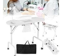 Mesa Uñas, Mesa Manicura Plegable Mesa Manicura Con Ventosa 90x44x72cm Mesa Manicura Con Aspirador Uñas Mesa Manicura Móvil Con LáMpara De Uñas Con Clip LED USB Regulable Bolsa Transporte 4 Ruedas