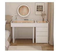 Mesa Vani iluminada con tomas de corriente superiores y gabinete ajustable, estadística de maquillaje para decoración del hogar Ele