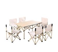 Mesa y aires de campamento portátiles, mesa de picnic plegable de aluminio mesa plegable portátil con 2、4、6 asientos para al aire libre, acampar, comedor, fiesta de barbacoa, 4 asientos (6 asientos)