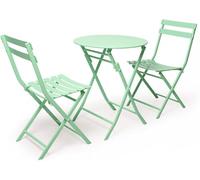 Mesa y silla plegables al aire libre portátiles 2 sillas + 1 mesa de bistro de metal premium muebles de patio juego de comidas de jardín de 3 piezas para acampar en picnics y balcón Beauty Comes